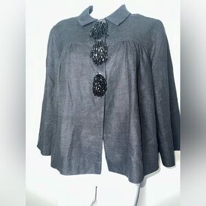 Shannon McLean 3/4‎ Sleeve Beaded Snap Button Relaxed Fit Blazer Jacket EUC